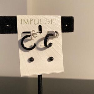 Impulse Black Hoop Earrings
